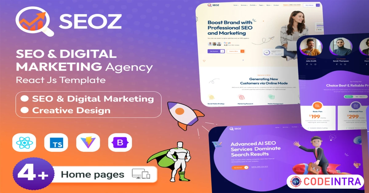 Product featured image SEOZ - SEO & Digital Marketing Agency React.js - Codeintra