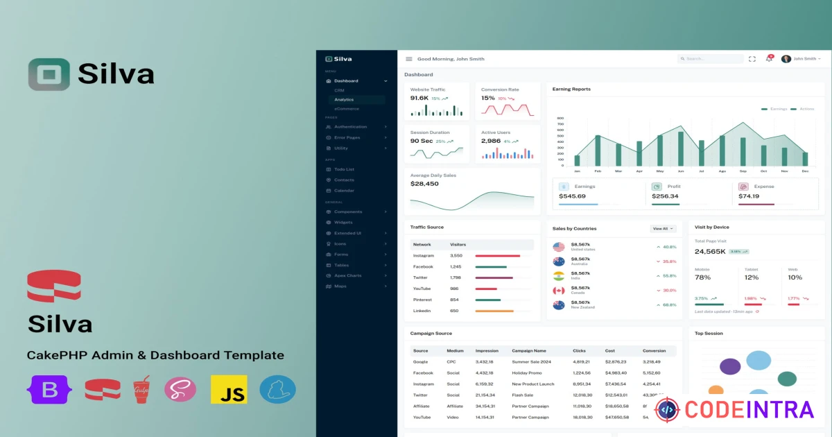 Silva - CakePHP Admin Dashboard Template - Codeintra