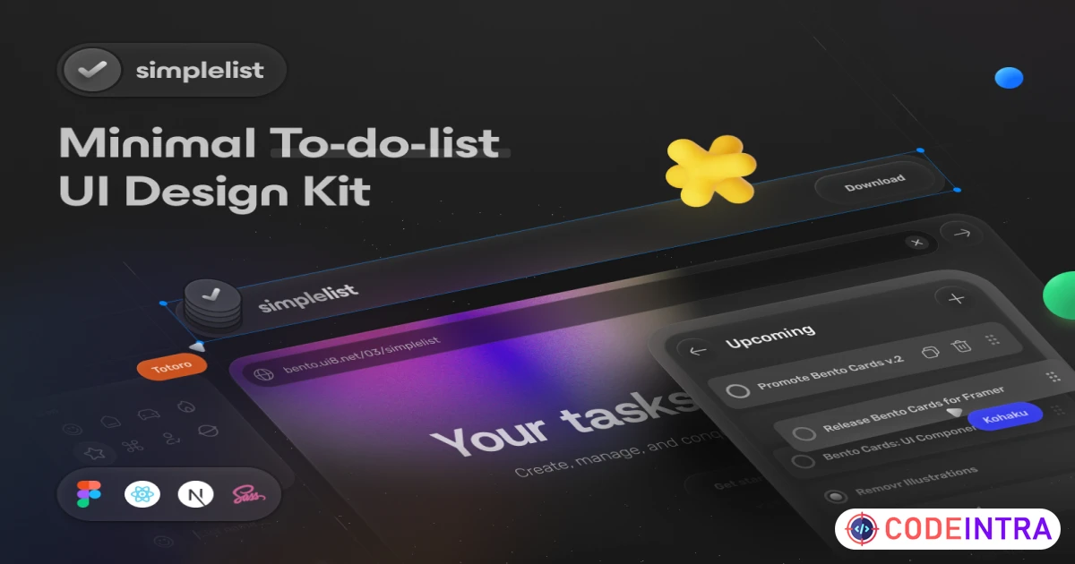 Product featured image SimpleList: Coded App + Landing page Kit - Codeintra