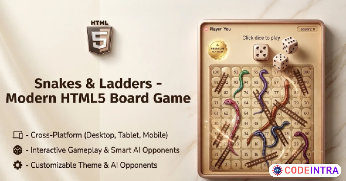 Product featured image Snakes & Ladders | HTML5 Board Game - Codeintra