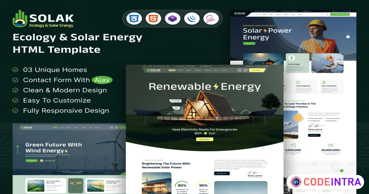 Solak - Plantilla HTML de ecología y energía solar - Codeintra