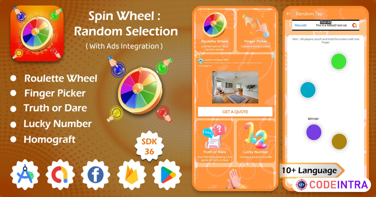 Product featured image Spin Lucky Wheel Random Selection Android Studio - Codeintra