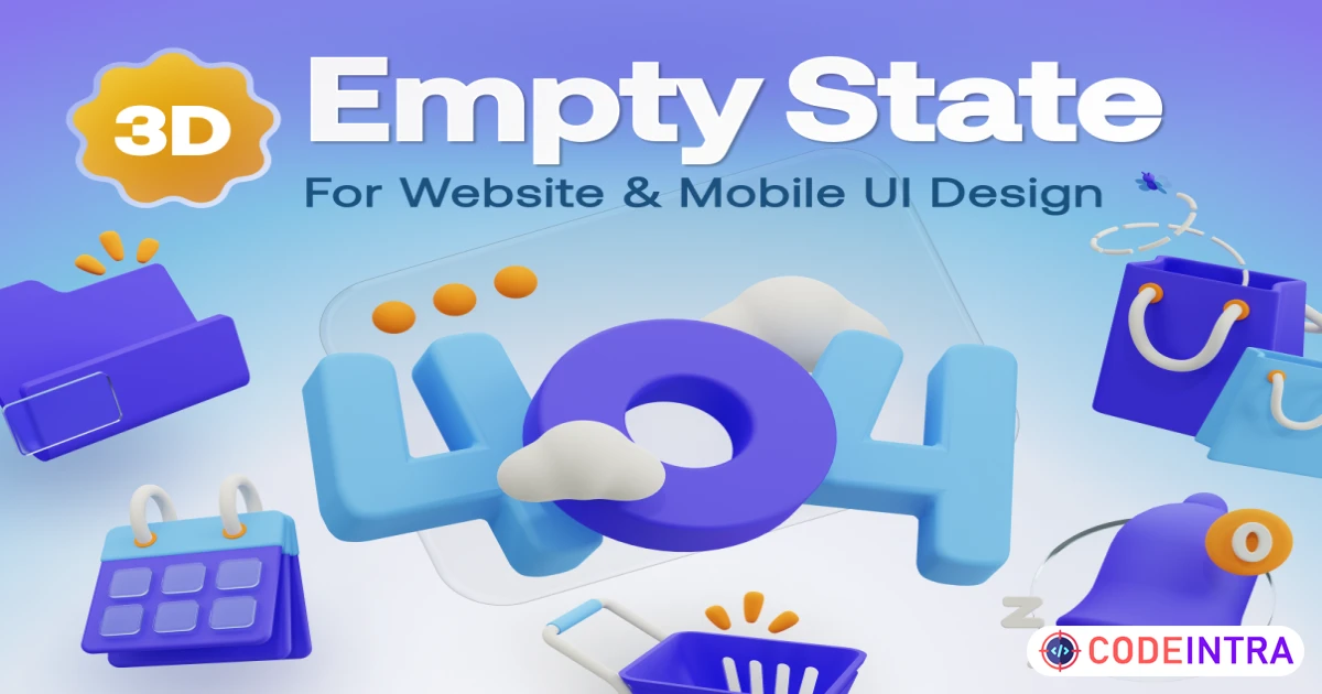 Product featured image Stately - Empty State 3D Icon Set - 3D Assets - Codeintra