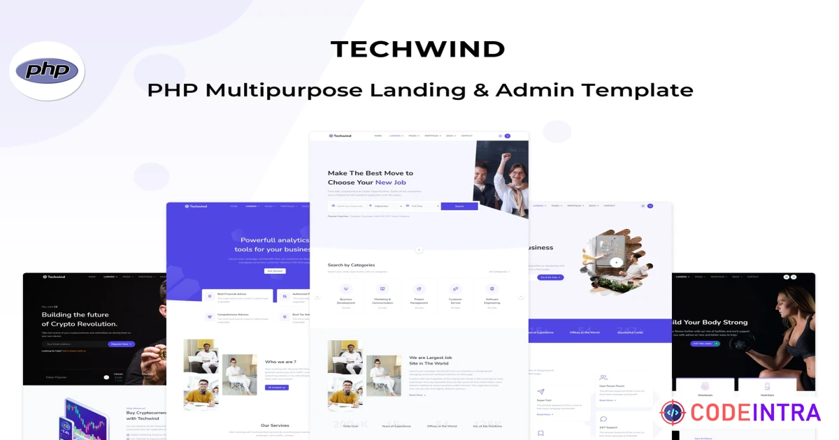 Product featured image Techwind - PHP Landing & Admin Dashboard Template - Codeintra
