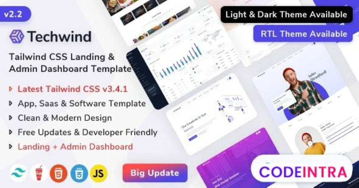 Techwind - Tailwind CSS Multipurpose App, Saas & S - Codeintra