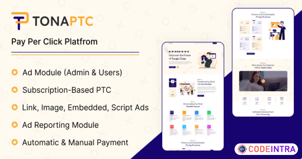 Product featured image TonaPTC - Subscription Based Pay Per Click Platform - Codeintra