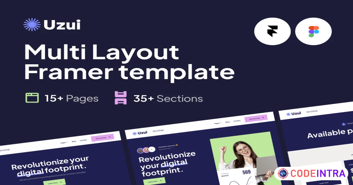 Product featured image Uzui Framer Template - Coded Templates - Codeintra