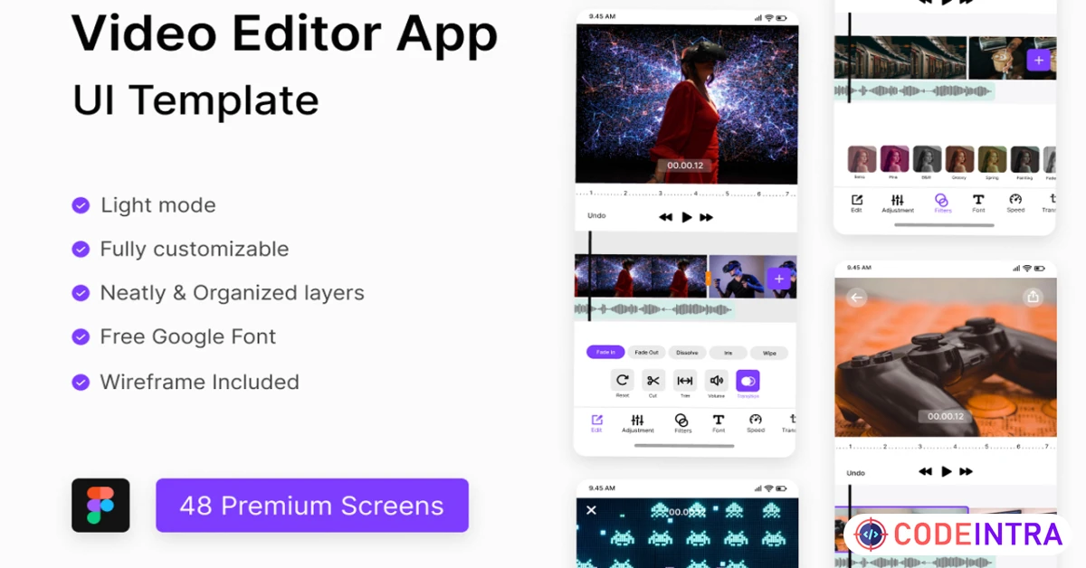 Product featured image Video Editor App UI - Codeintra