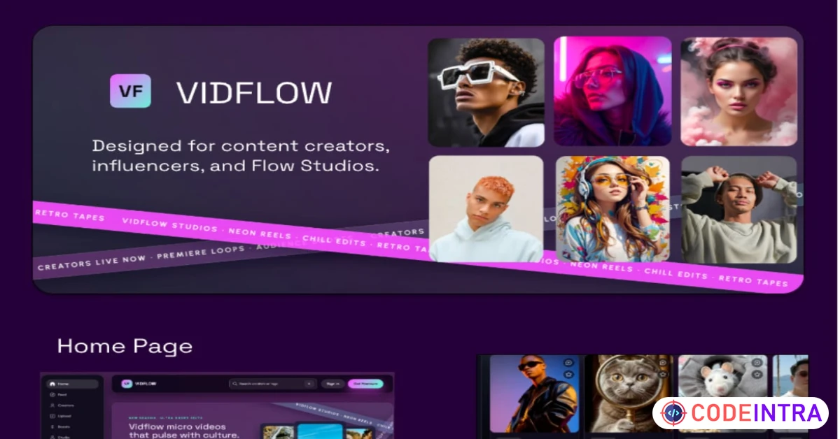 Product featured image Vidflow – Short Video HTML Template - Codeintra