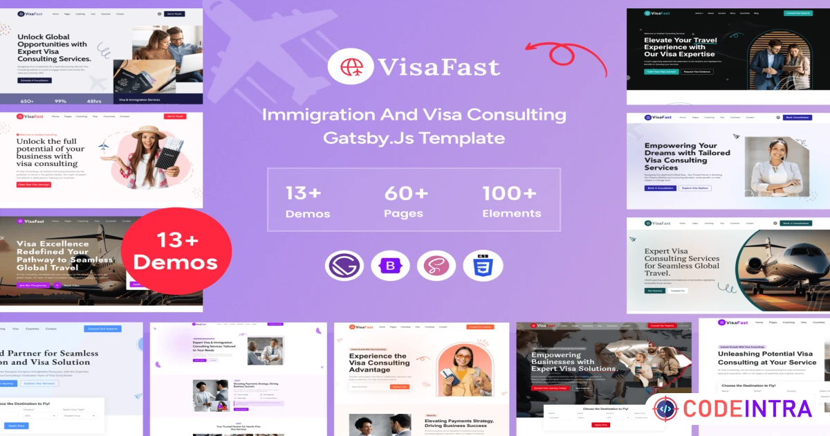 Product featured image Visafast - Gatsby.JS Immigration & Visa Consulting - Codeintra