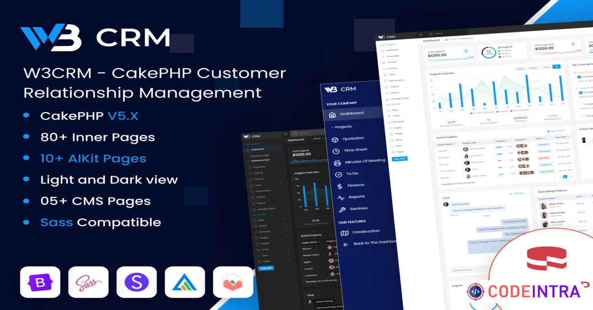 Product featured image W3CRM - CakePHP Customer Relationship Management - Codeintra