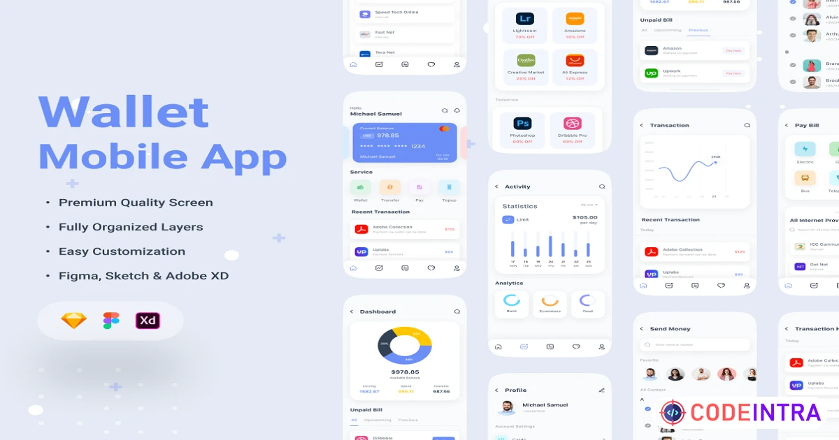 Wallet Mobile App - Figma Resources - Codeintra