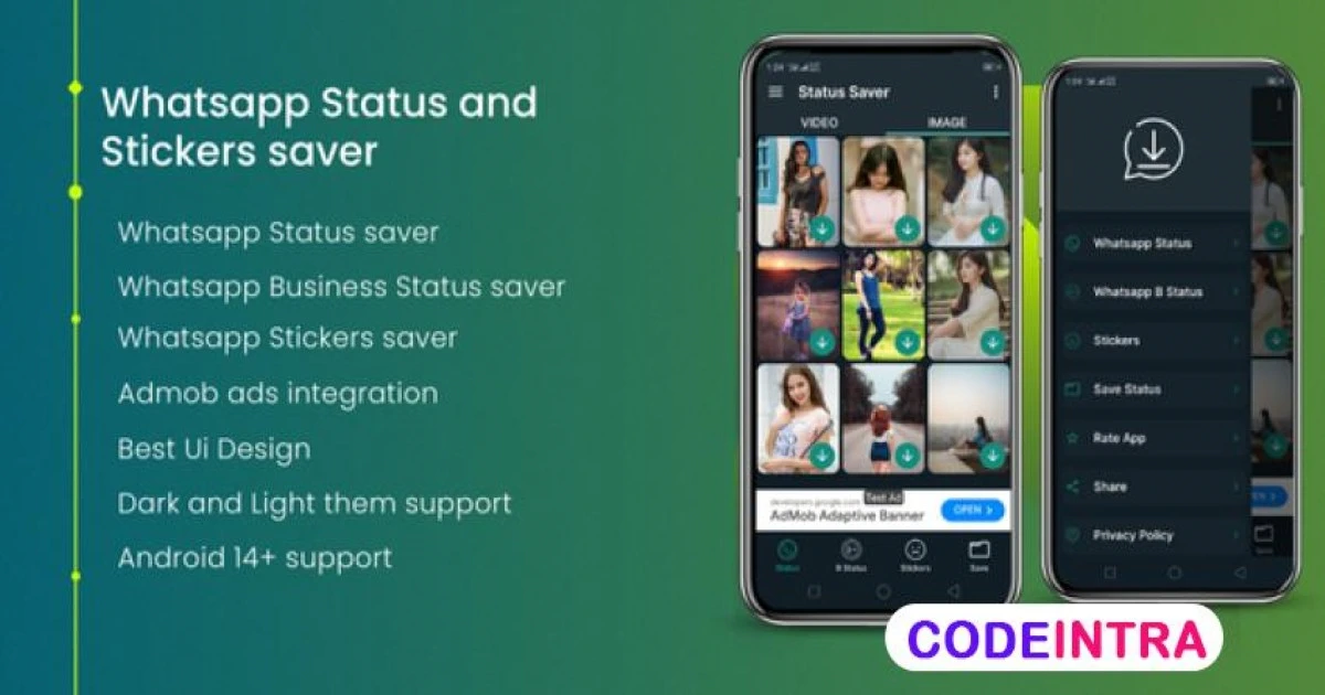 Product featured image WhatsApp Status Saver - Stickers Downloader - Codeintra