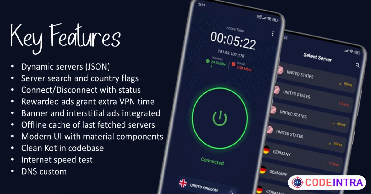 Product featured image X VPN - Android App Source Code - Codeintra