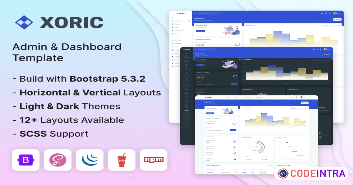 Product featured image Xoric - Admin & Dashboard Template - Codeintra