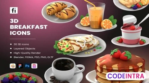 3D Morning Meal Icon Set