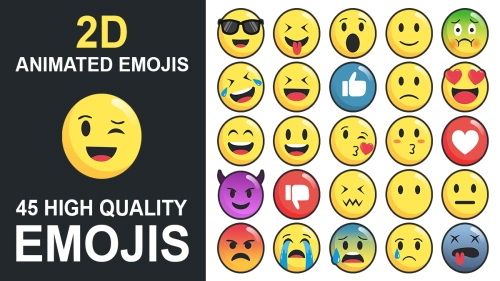 45 Animated emojis 2D + Bubbles | 2D GUI | Unity Assets