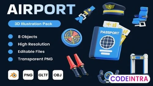Airport 3D Illustration Pack Premium Quality Icons