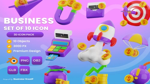 Business 3d Icon PNG - OBJ - GLB - FBX Premium Design