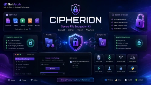Cipherion – Secure Python File Encryption Tool (AES-256, HMAC, PBKDF2)