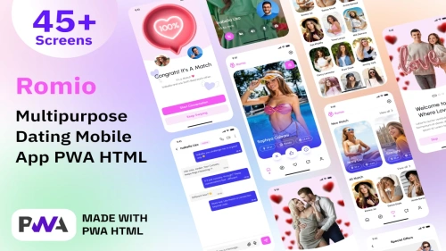 Dating Mobile App PWA HTML Template - Romio