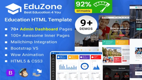 Education Course School Template + Admin Dashboard