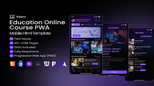 Education Online Course PWA Mobile Html Template