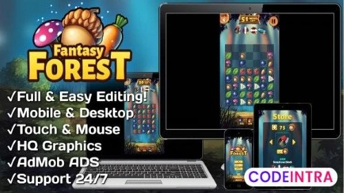 Fantasy Forest - HTML5 + Mobile Game (Construct 3)