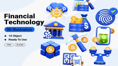 Fintech 3D Icon Illustration