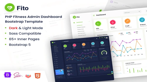 Fitness Admin Dashboard Template with Dark Layout