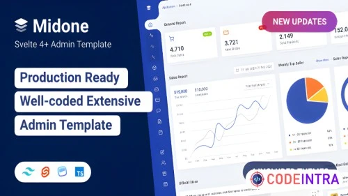 Midone - Tailwind CSS SvelteKit Admin Dashboard Template + HTML Version