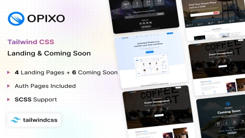 Opixo - Tailwind CSS Landing Coming Soon Template