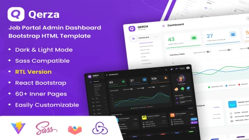 Qerza - React (Vite) Job Portal Admin Template