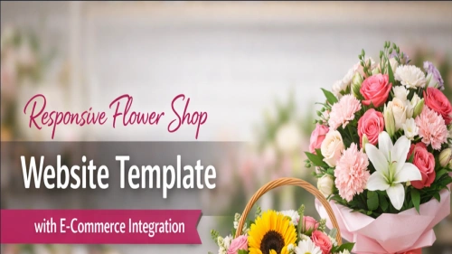 Responsive Flower Shop Website Template with E-Commerce Integration
