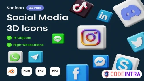 Social Media 3D Illustration HD Premium Icons Set