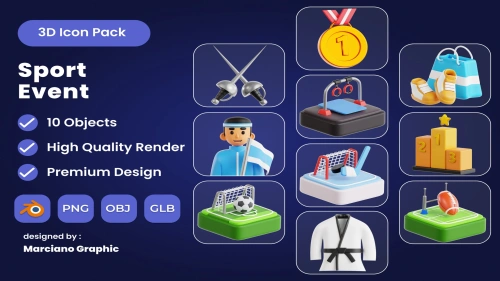 Sport Event 3D Icon Pack PNG set 2