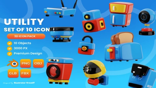 Utility 3d Icon PNG - OBJ - GLB - FBX Premium Design