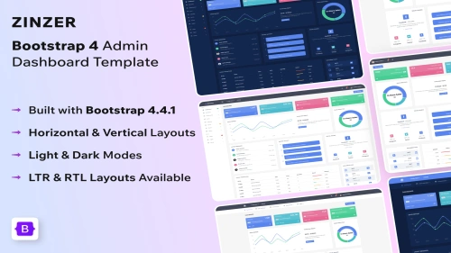 Zinzer – Bootstrap 4 Responsive Admin Dashboard