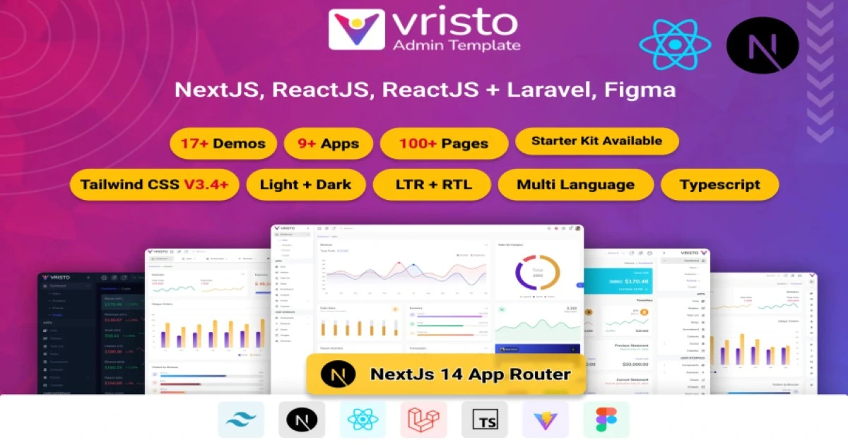 Vristo – Tailwind Admin Template HTML, Angular, React - Codeintra