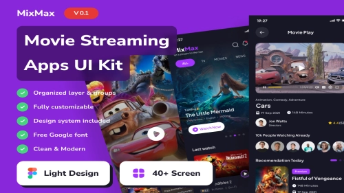 MixMax - Movie Streaming Mobile App UI Kits - Figma Resources